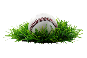 Baseball on grass on transparent background png