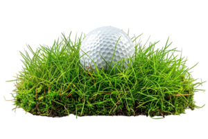 le golf Balle sur herbe sur transparent Contexte png