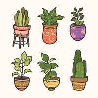 Set of Houseplants isolated design, plants in pots design illustration vector