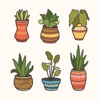 conjunto de plantas de interior aislado diseño, plantas en ollas diseño ilustración vector