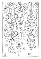 Coloring book page for children and adults. Black and white flowers for drawing. vector