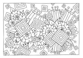 Art therapy for children and adults. background with flowers for coloring. Coloring book page. vector