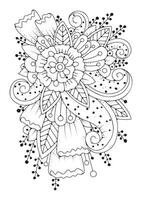 Art therapy illustration. Floral background for coloring. Coloring page for children and adults. vector
