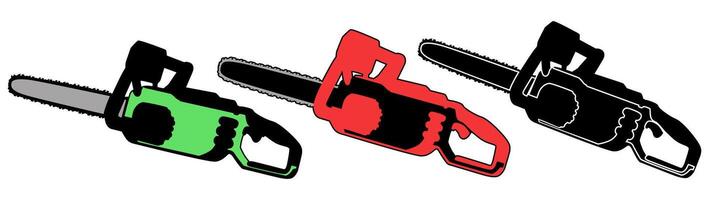 set gas powered chainsaw icon. wood job symbol vector