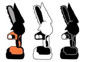 conjunto motosierra icono símbolo jardín herramienta vector