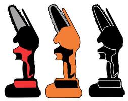 set chainsaw electrical icon design vector