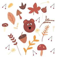 children drawing bear flower autumn illustration vector