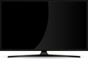 negro lleno hd televisión conjunto monitor con plano amplio pantalla. electrónico LED monitor dispositivo para web presentación. hq ilustración para publicidad. vector