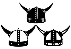 set ancient knight helmet icon. viking helmet symbol vector