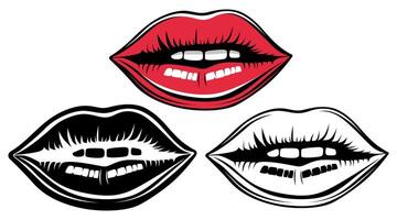 conjunto sensual rojo labios icono diseño ilustración vector