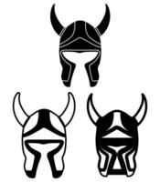 set warrior icon logo. viking helmet symbol illustration vector