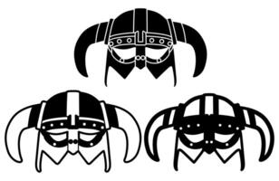 set viking warrior icon symbol. viking horned helmet logo vector