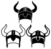 set helmet of the viking warrior symbol. emblem viking helmet logo. illustration of viking vector