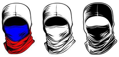 set Russian army mask icon. Russian mysterious mask vector