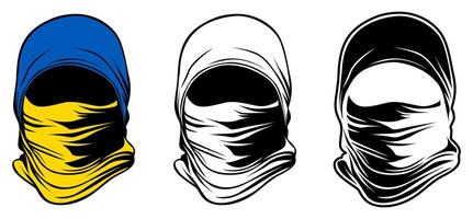 set Ukraine army mask icon. Ukraine mysterious mask vector