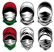 conjunto palestinos máscara icono vector