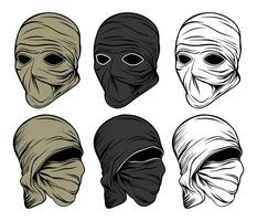 set balaclava mask icon. bandit mask vector