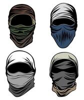 conjunto Ejército lleno cara máscara icono. camuflaje máscara vector