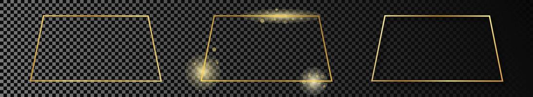 Gold glowing trapezoid shape frame vector