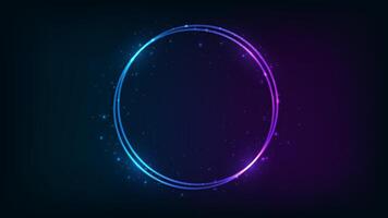 Neon double round frame vector