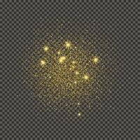 Gold glittering dust on a gray background. Dust with gold glitter effect and empty space for your text. illustration vector