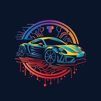 Sport Car with Abstract Hacking vector