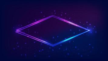Neon double rhombus frame with shining effects vector