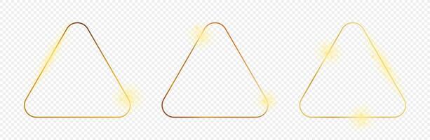 Gold glowing rounded triangle frame vector