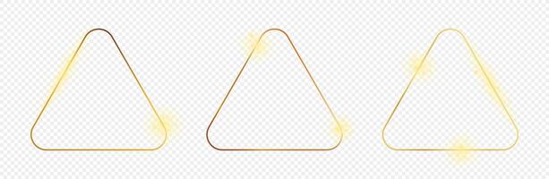 Gold glowing rounded triangle frame vector