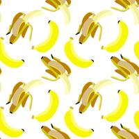 Seamless pattern of closed and open bananas, made in a flat style. Bananas are made in a modern design. Texture is suitable for textiles, packaging and branding, stationery and paper, digital design vector