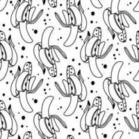 Seamless pattern of open bananas with spots, made in a simple contour style. Bananas are made in a modern design. Texture is suitable, packaging, branding, stationery, paper, digital design vector