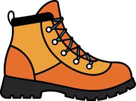 hand drawn orange hiking boot illustration vector