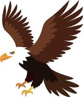 Illustration of a bald eagle flying viewed from side done in cartoon style. vector