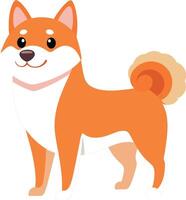 illustration shiba inu dog cartoon style vector