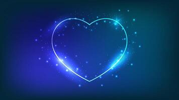 Neon frame in heart form with shining effects vector