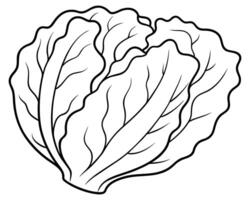 Black and White Cartoon Illustration of Cabbage vector