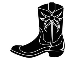 Cowgirl Boot Cut Out Line art design vector