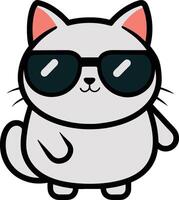 gato vestir gafas de sol kawaii linda pegatina vector