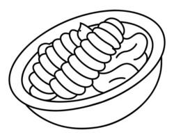 un dibujo de un cuenco de fideos diseño vector