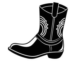 Cowgirl Boot Cut Out Line art design vector