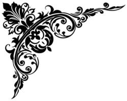 Ornament with filigree corner Line art design vector