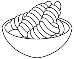 un dibujo de un cuenco de fideos diseño vector