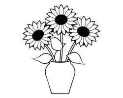 Flower vase outline vector