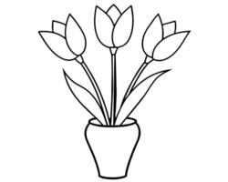 Flower vase outline vector