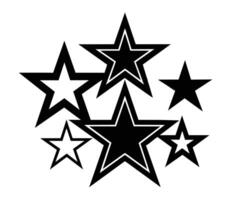 Black star brush hand drawn set vector