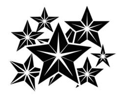 Black star brush hand drawn set vector