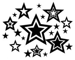 Black star brush hand drawn set vector