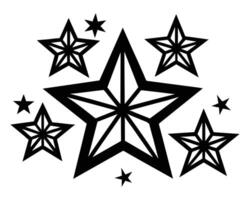 Black star brush hand drawn set vector