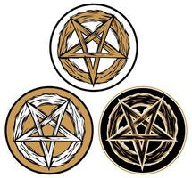 conjunto dorado pentagrama signo. misterioso pentáculo símbolo vector