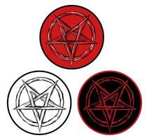 Set invert pentagram sign. pentacle evil symbol vector